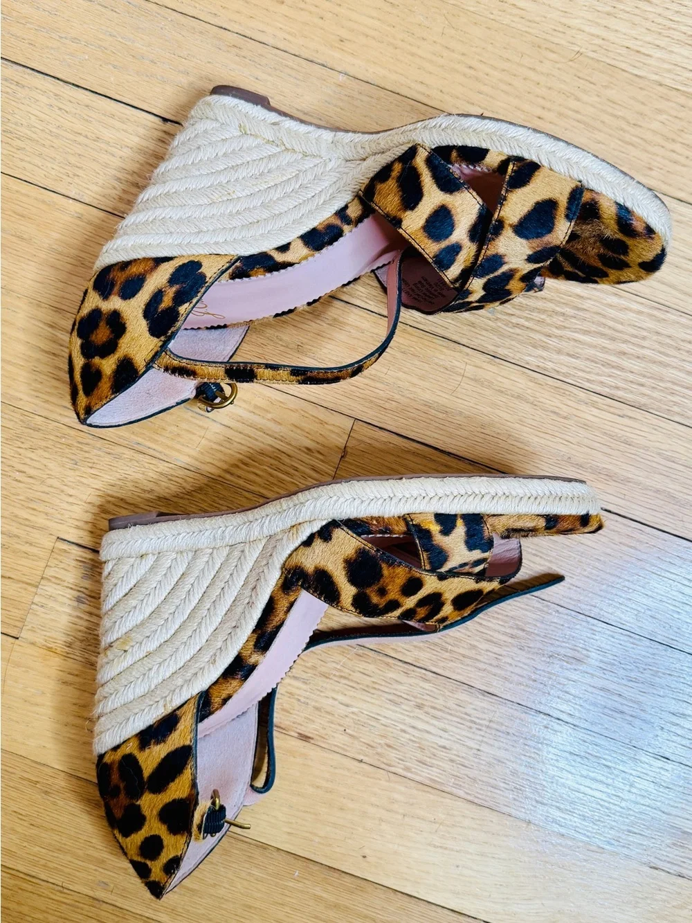 J.Crew Jute Wedge Espadrille Sandals — Leopard Calf Hair